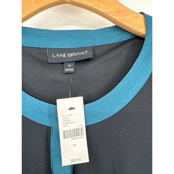 Lane Bryant Plus Size 24w Black Blue Long Sleeve Dress NEW $89 - Picture 3 of 6